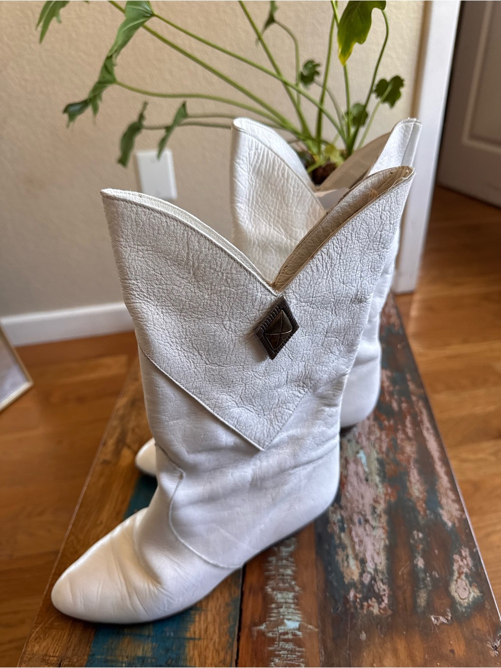 White Women’s Western-Style Ankle Booties